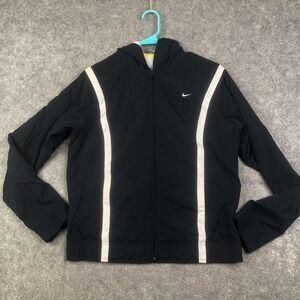 Nike Hooded Windbreaker Gray Tag Size Medium Full Zip Center Swoosh Logo